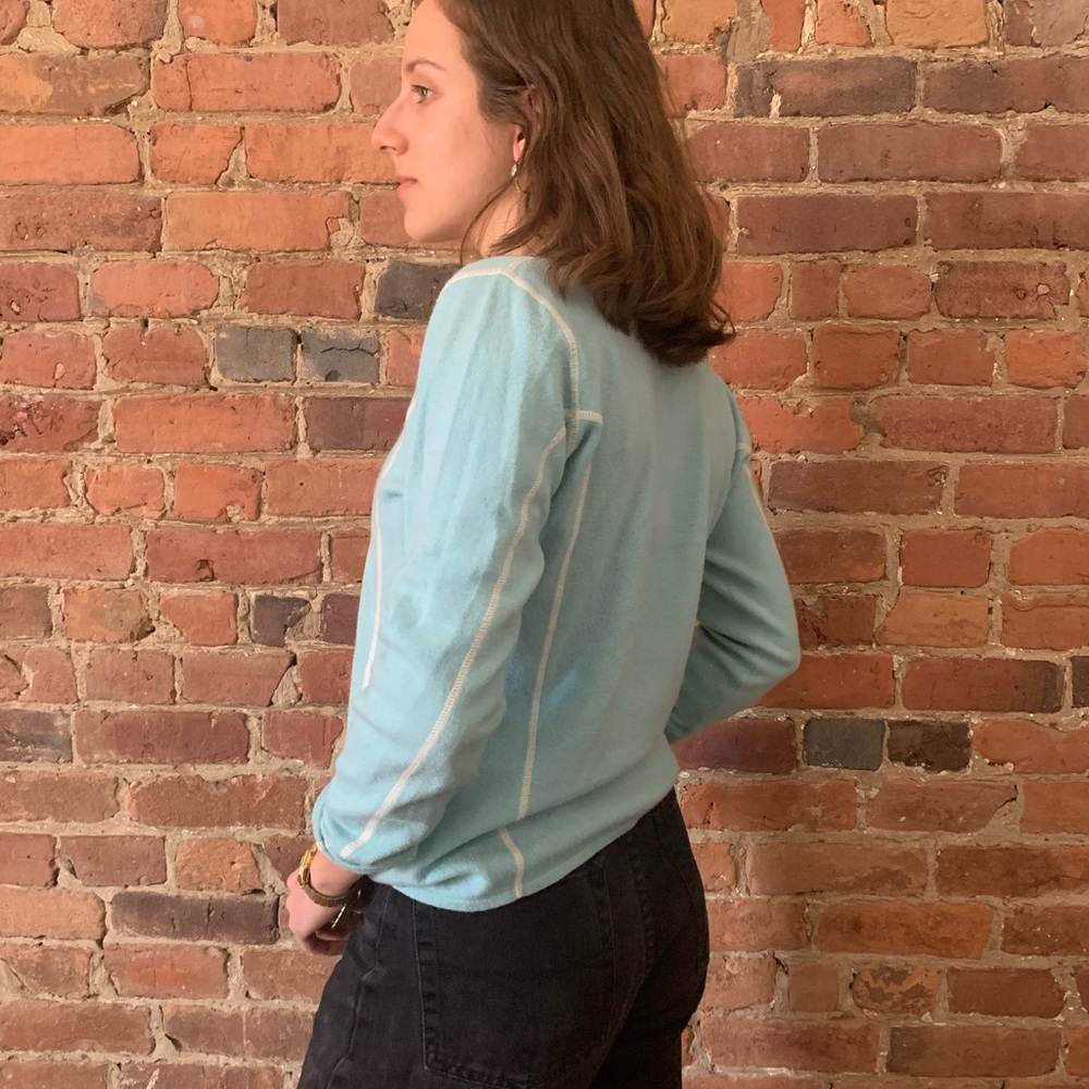 Baby Blue Italian Cashmere Sweater - Picture 2 of 4